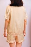 Bộ pyjama ngắn suông lụa tay ngắn viền