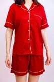 Bộ pyjama ngắn suông lụa tay ngắn viền