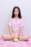 Bộ pyjama ngắn suông lụa tay ngắn viền