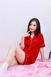 Bộ pyjama ngắn suông lụa tay ngắn viền