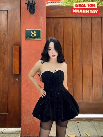 Đầm quây đính đá dáng mini