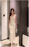 Đầm hai dây cổ đổ dáng midi