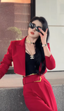 Set áo blazer quần lưng cao