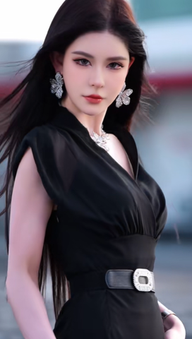 Đầm cổ V dáng midi