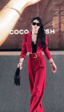 Set áo blazer quần lưng cao