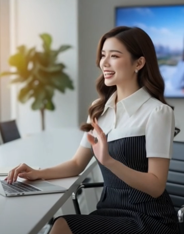 Đầm xòe sọc phối trắng ngắn tay dáng midi