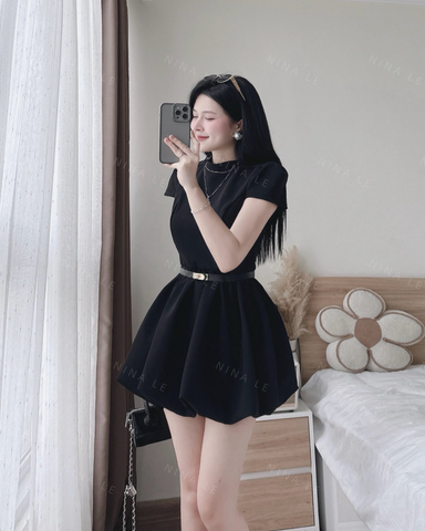 Đầm bí ngắn tay dáng mini