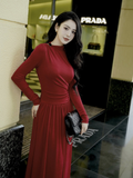 Đầm thun xòe dài tay dáng midi