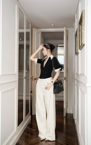 Quần kaki suông trắng