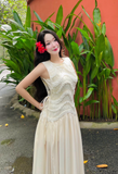 Đầm voan nhún kiểu sát nách dáng midi