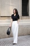 Quần culottes ống suông xếp ly