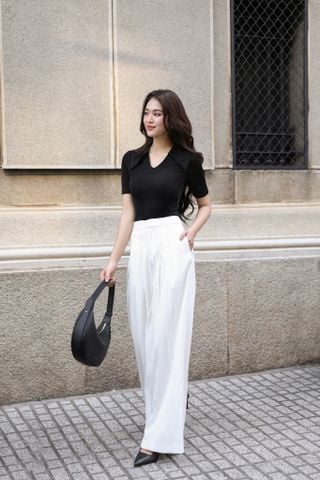 Quần culottes ống suông xếp ly