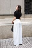 Quần culottes ống suông xếp ly