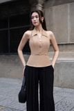 Quần culottes ống suông xếp ly