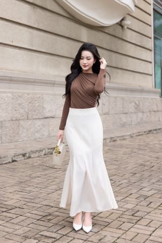 Áo ôm thun rayon nhún kiểu tay dài