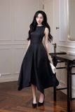 Đầm midi dáng xòe cotton lạnh xếp ly vai