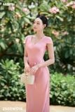 Đầm ôm lụa cổ V dáng midi