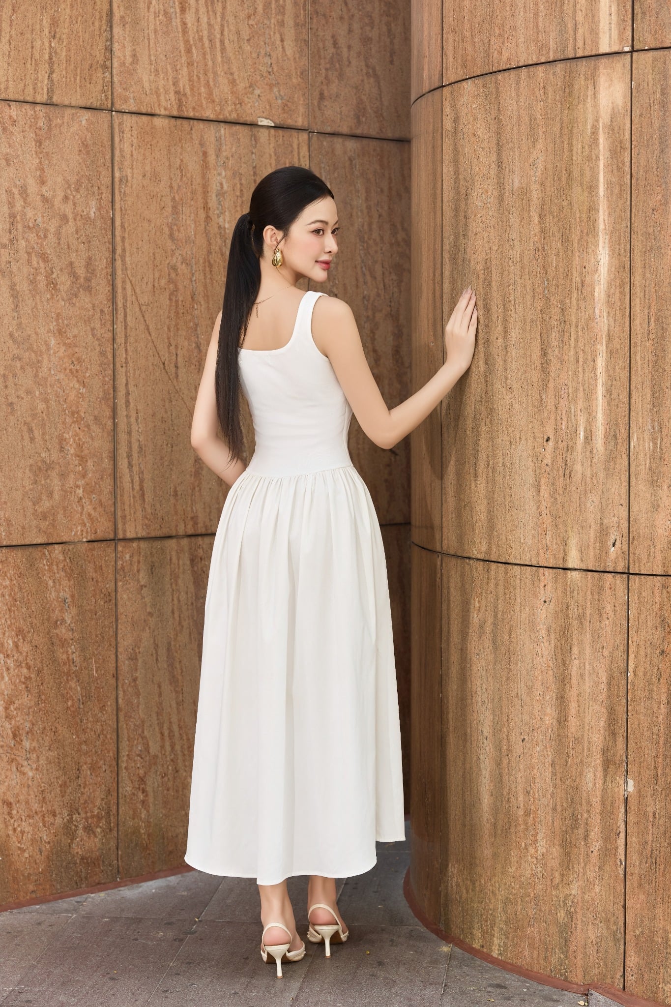 Đầm ôm xòe ba lỗ thun tăm dáng maxi