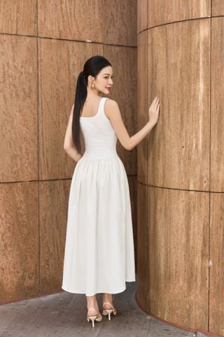 Đầm ôm xòe ba lỗ thun tăm dáng maxi