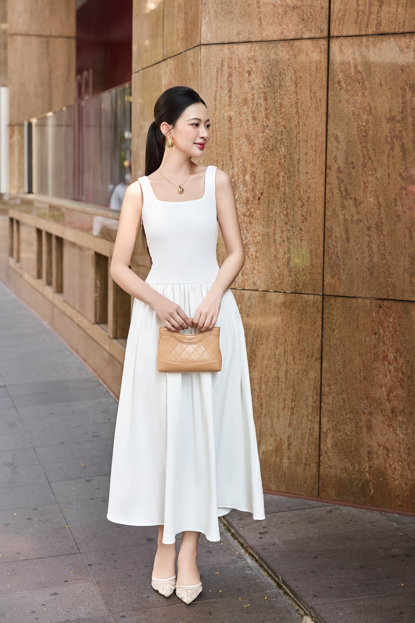 Đầm ôm xòe ba lỗ thun tăm dáng maxi