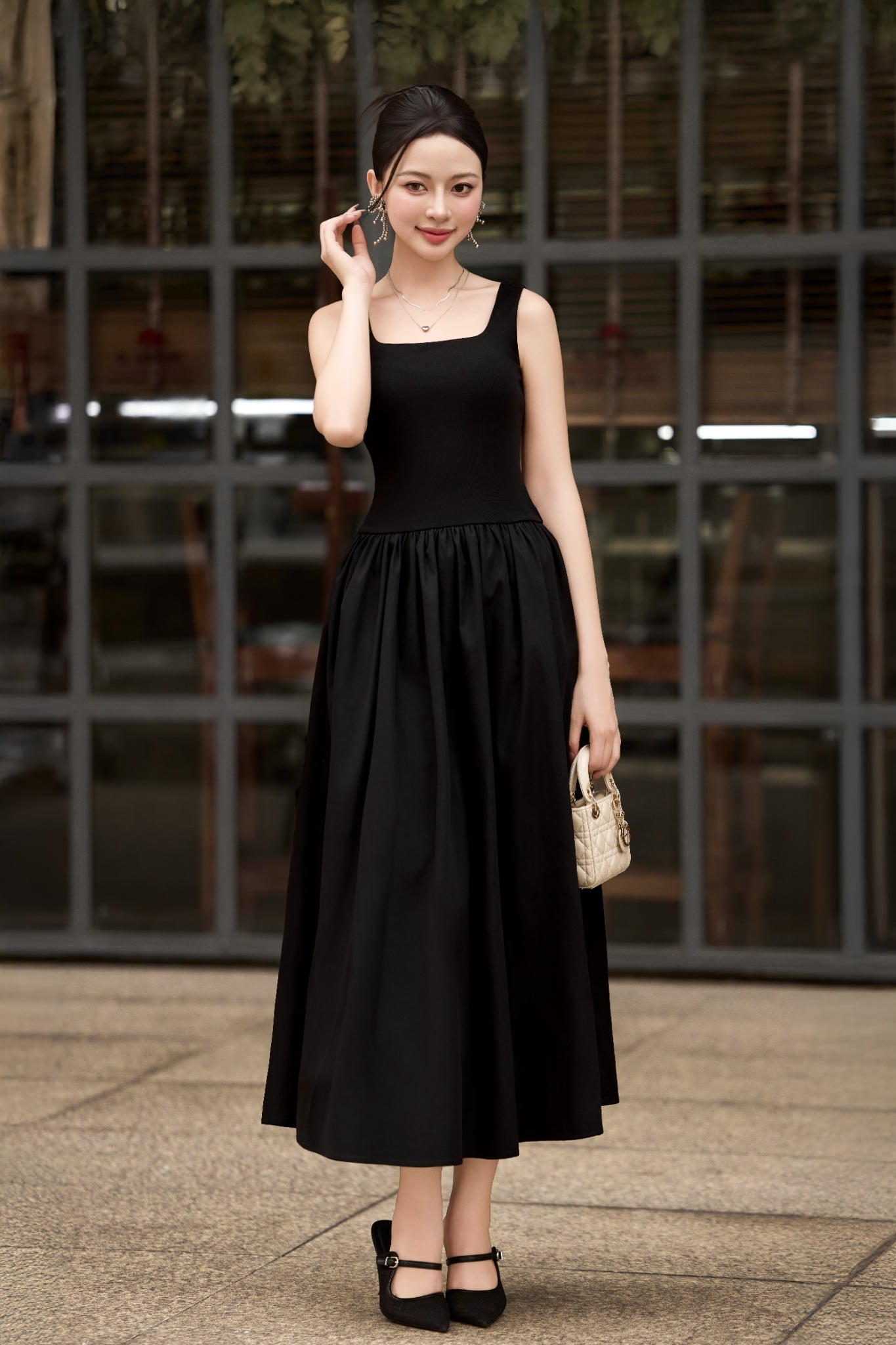 Đầm ôm xòe ba lỗ thun tăm dáng maxi