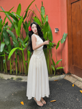 Đầm voan nhún kiểu sát nách dáng midi
