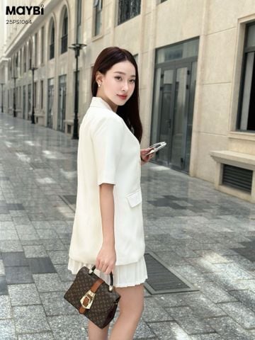 Set áo balzer chân váy xếp ly dáng mini