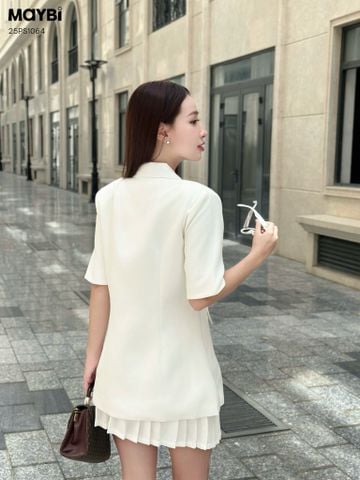 Set áo balzer chân váy xếp ly dáng mini