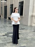 Áo peplum cotton thái trễ vai phối voan