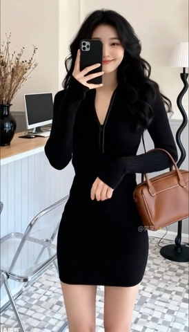 Đầm thun ôm dài tay