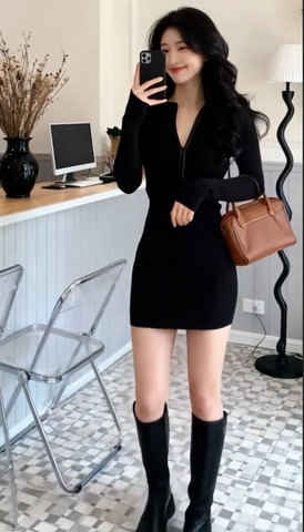 Đầm thun ôm dài tay