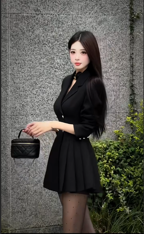 Đầm vest xòe xếp ly dáng mini