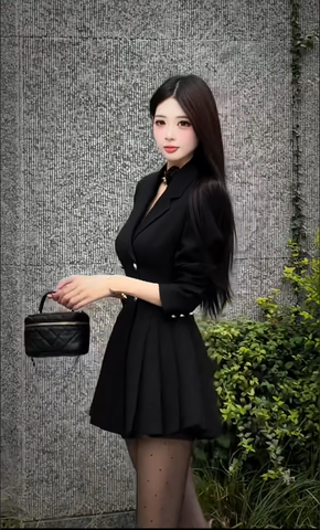 Đầm vest xòe xếp ly dáng mini