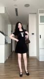 Đầm xòe ngắn tay phối nơ dáng mini