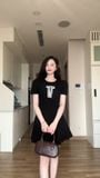 Đầm xòe ngắn tay phối nơ dáng mini