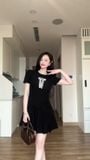 Đầm xòe ngắn tay phối nơ dáng mini