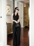 Set áo gile quần culottes xếp ly ống rộng