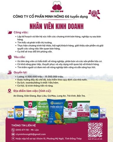 NHÂN VIÊN KINH DOANH PHÂN BÓN HỮU CƠ