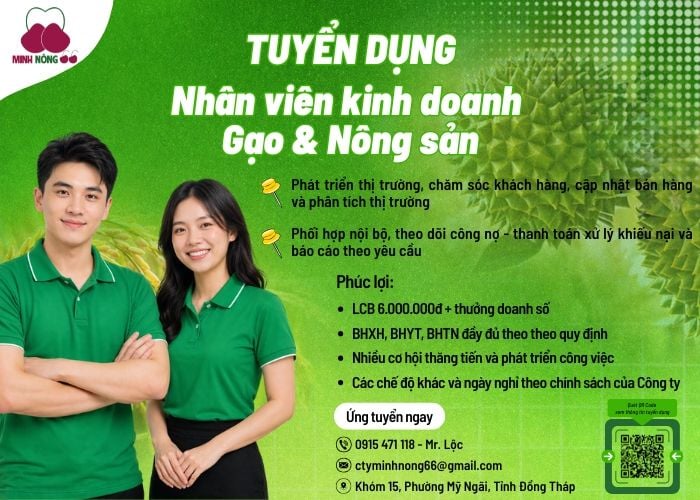 TUYỂN DỤNG NHÂN VIÊN KINH DOANH GẠO & NÔNG SẢN