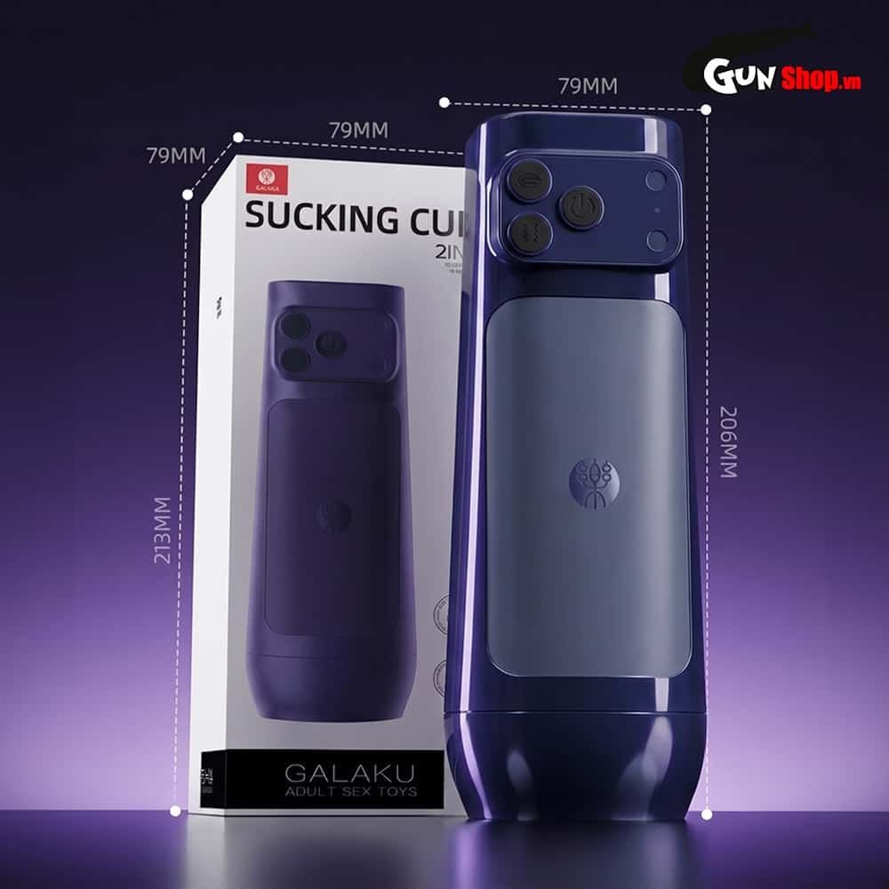 Âm đạo giả đa năng Galaku Sucking Cup 2in1 màu tím than