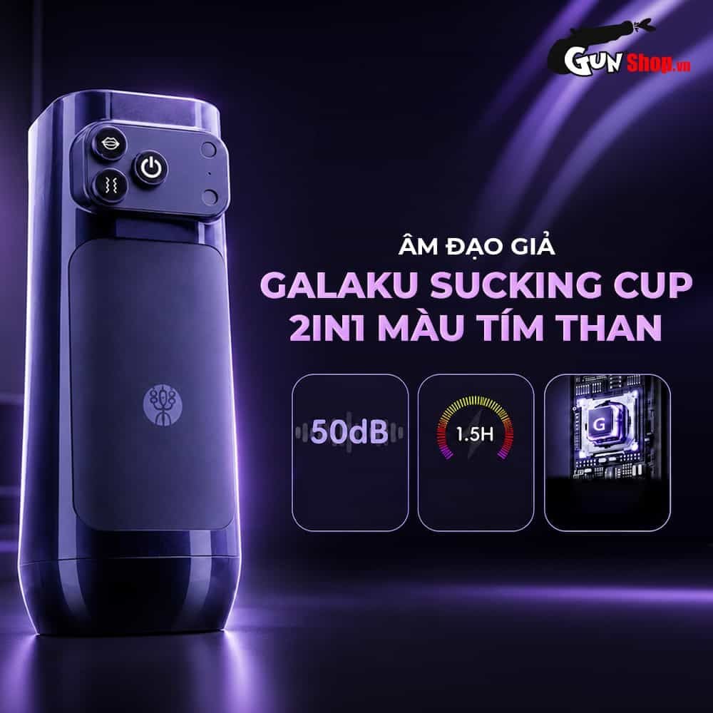 Âm đạo giả đa năng Galaku Sucking Cup 2in1 màu tím than