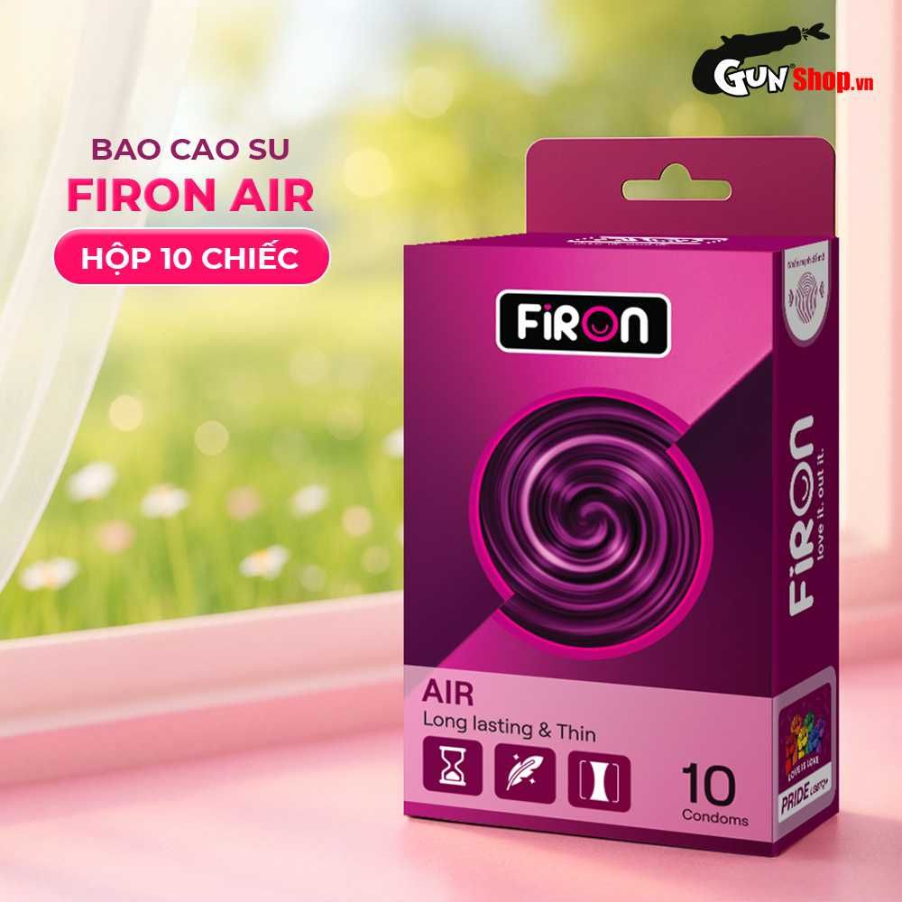 Bao cao su Firon Air - Siêu mỏng, kéo dài thời gian, hương vani - Hộp 10 cái
