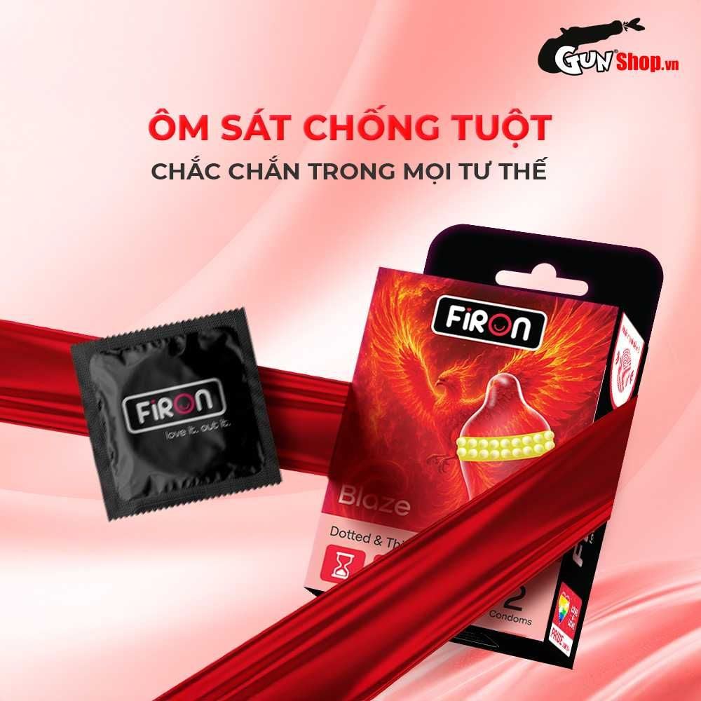Bao cao su Firon Blaze - Hộp 1 bao 2 vòng bi siêu lớn + 1 bao Firon Rush (Hộp 2 cái)