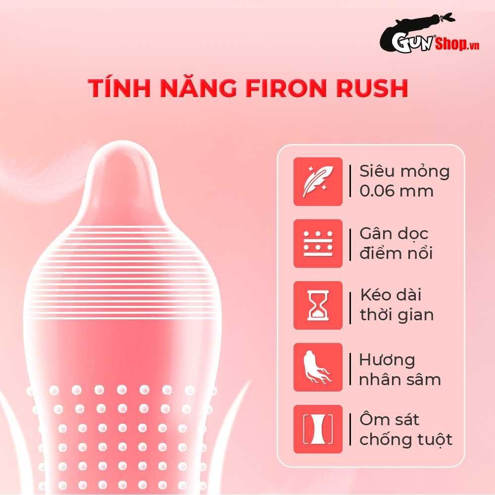 Bao cao su Firon Blaze - Hộp 1 bao 2 vòng bi siêu lớn + 1 bao Firon Rush (Hộp 2 cái)