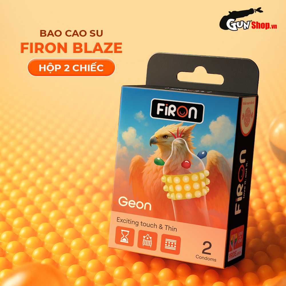 Bao cao su Firon Geon - Hộp 1 bao gai, 3 vòng bi siêu lớn + 1 bao Firon Rush (Hộp 2 cái)