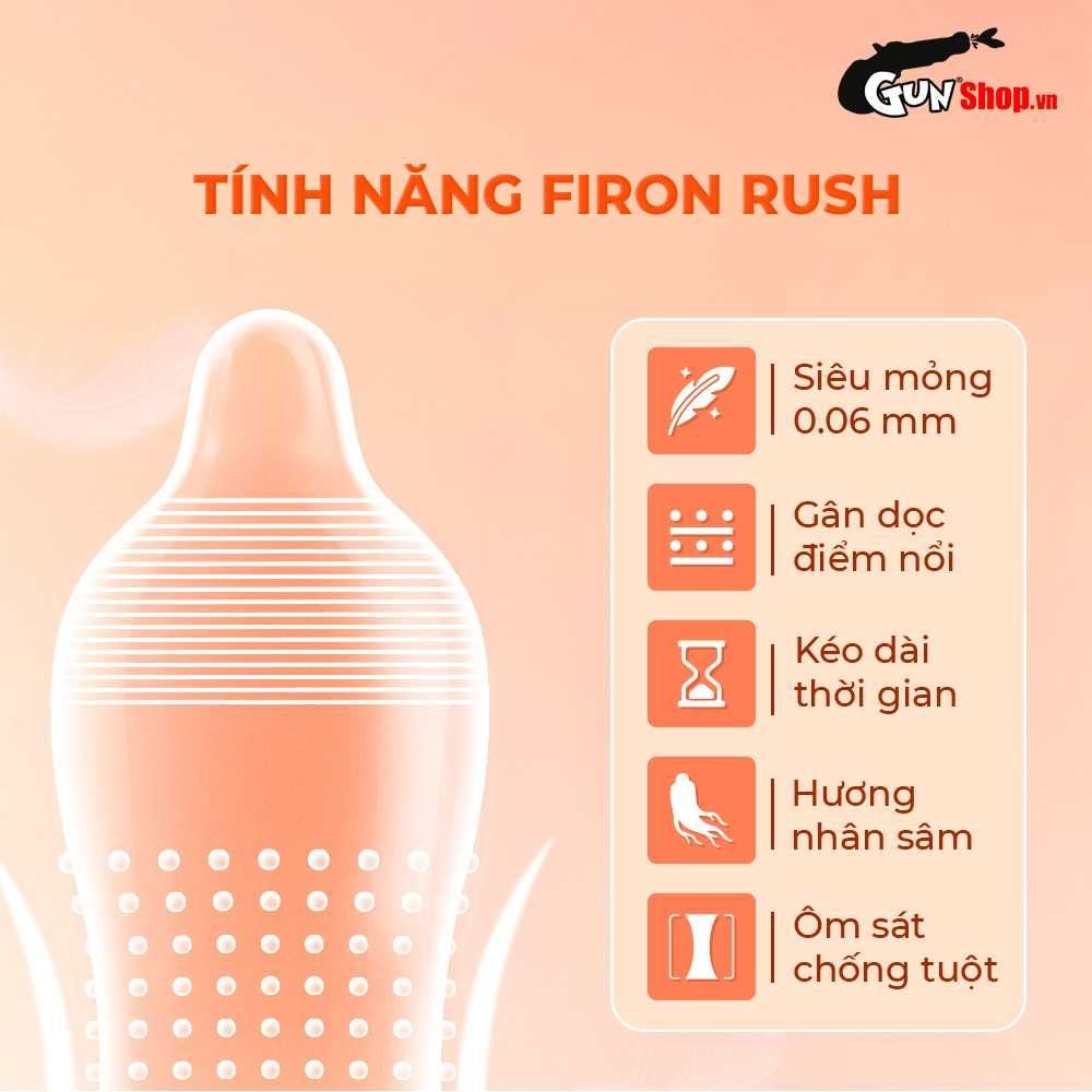 Bao cao su Firon Geon - Hộp 1 bao gai, 3 vòng bi siêu lớn + 1 bao Firon Rush (Hộp 2 cái)