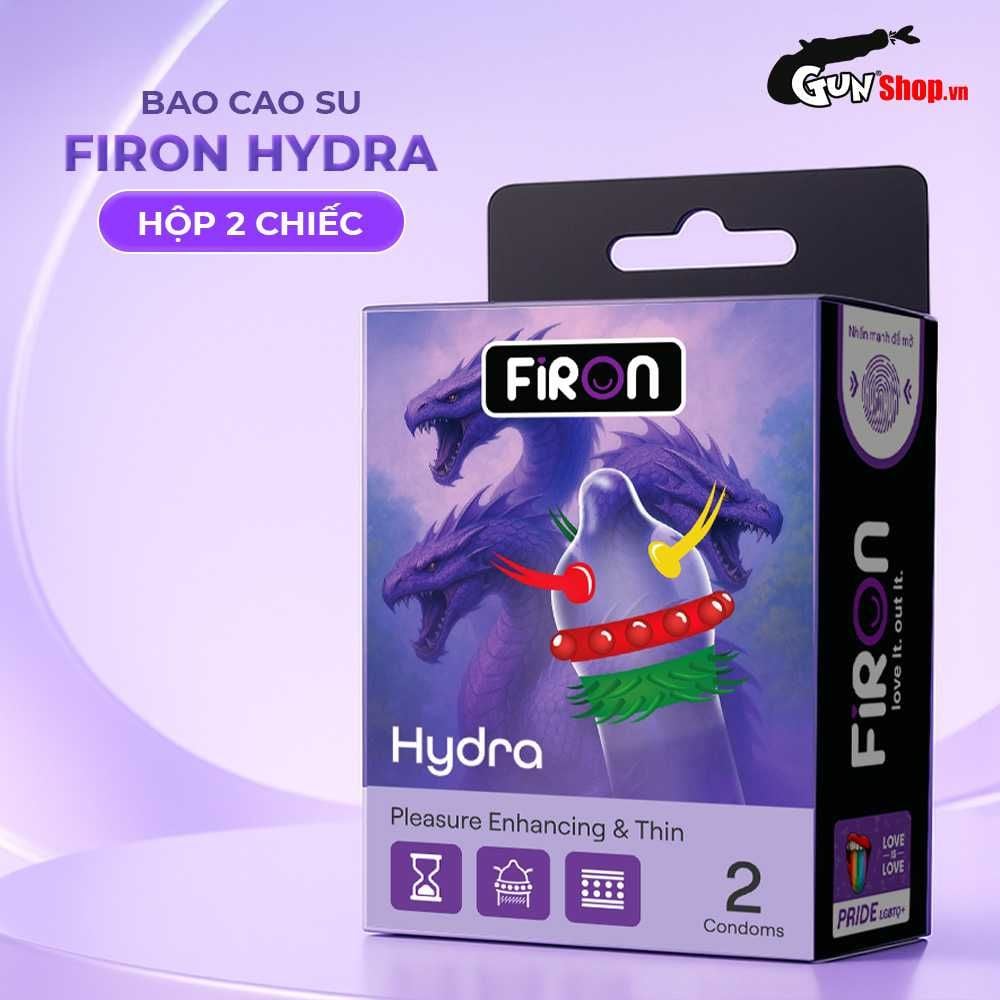 Bao cao su Firon Hydra - Hộp 1 bao nhiều vòng gai, bi siêu lớn + 1 bao Firon Rush (Hộp 2 cái)