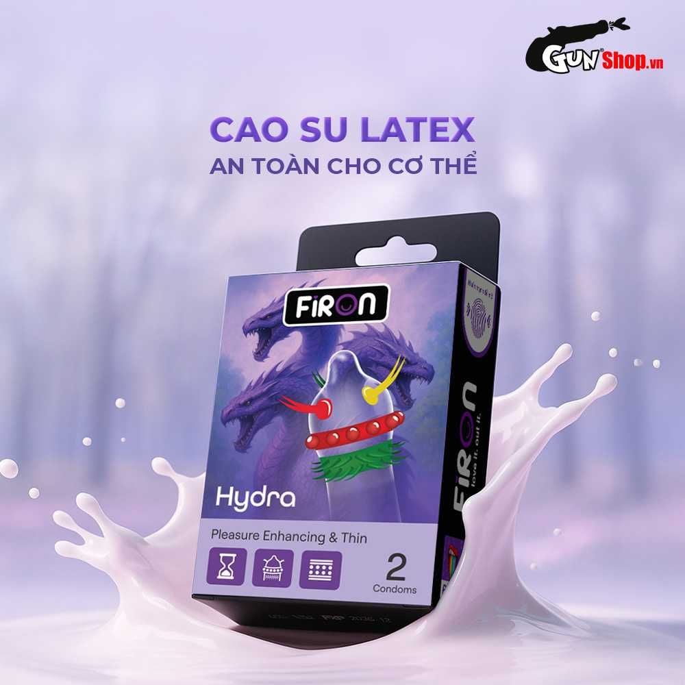 Bao cao su Firon Hydra - Hộp 1 bao nhiều vòng gai, bi siêu lớn + 1 bao Firon Rush (Hộp 2 cái)