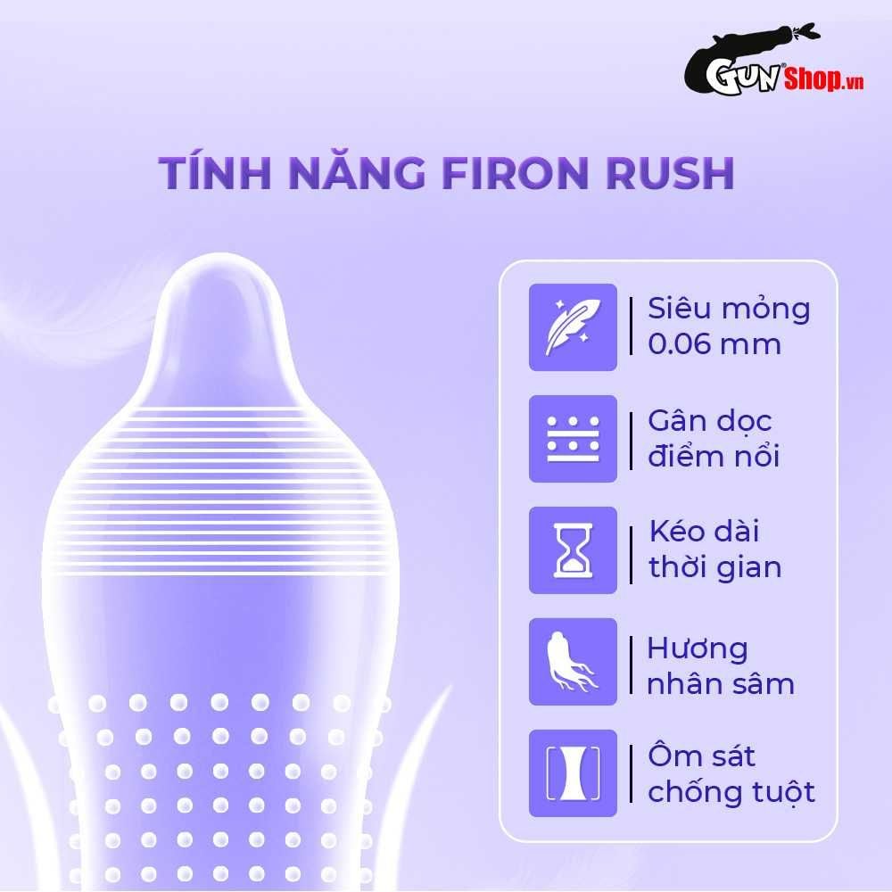 Bao cao su Firon Hydra - Hộp 1 bao nhiều vòng gai, bi siêu lớn + 1 bao Firon Rush (Hộp 2 cái)