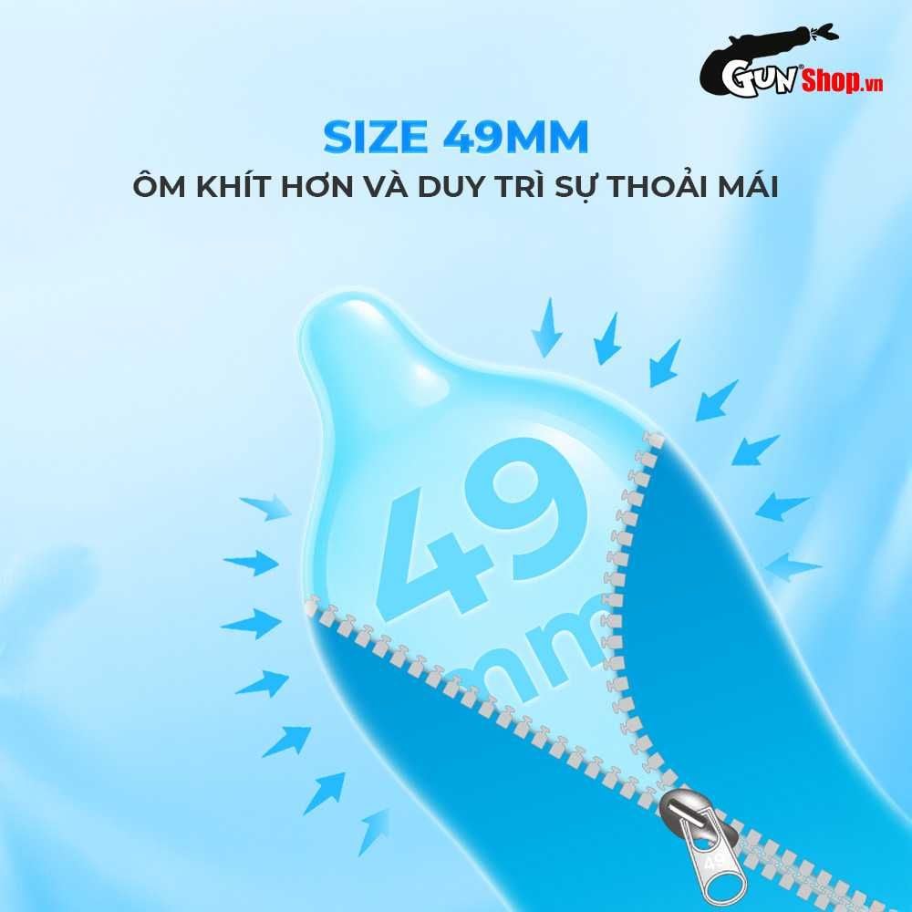 Bao cao su Firon Neo 49 - Size 49mm, siêu mỏng, kéo dài thời gian - Hộp 10 cái